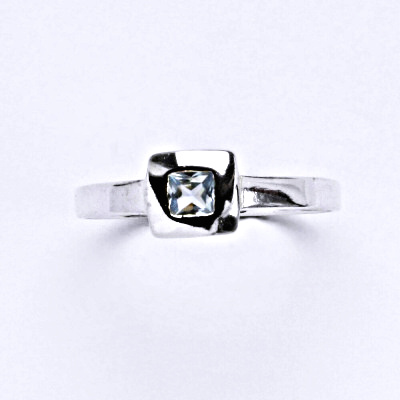 Prsten stříbrný s akvamarínem, prsten ze stříbra, T 1128 A