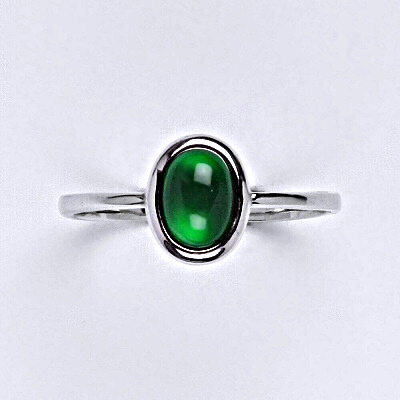 Stříbrný prsten s přírodním kamenem green agate,zelený achát, T 1354