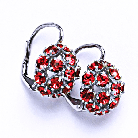 Náušnice stříbrné půlkoule s krystalem Swarovski Indian Pink, NK 1337