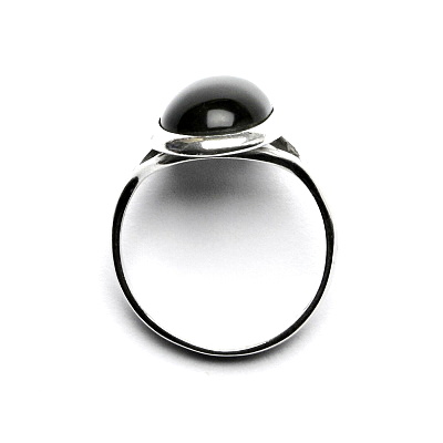 Stříbrný prsten, přírodní černý achát, onyx , 14 x 10 mm, T 1454