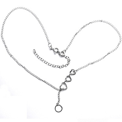Stříbrný řetízek, 3 srdce, kroužek, adjusta, 38,5 cm+7 cm
