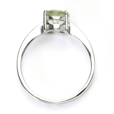 Stříbrný prsten, přírodní green ametyst, prstýnek s ametystem, T 1252