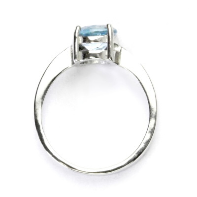 Stříbrný prsten, přírodní topaz sky, prstýnek s topazem, T 1252