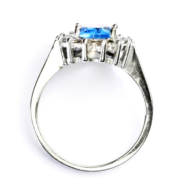 Stříbrný prsten, přírodní topaz swiss, čiré zirkony, Kate, T 1507