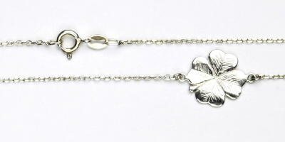 Stříbrný řetízek s čtyřlístkem, náhrdelník se čtyřlístkem, NH 905
