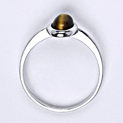 Stříbrný prsten s přírodním kamenem tygří oko 7 x 5 mm, T 1354