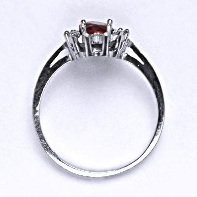 Stříbrný prsten Kate, zirkon rubín, čiré zirkony, T 1480