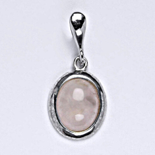 Stříbrný přívěsek, přírodní růženín, přívěšek ze stříbra, 10 x 8 mm, P 1453