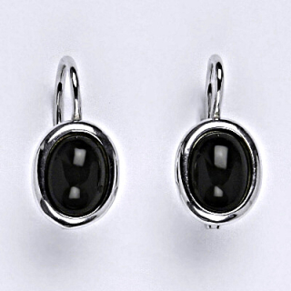 Stříbrné náušnice s přírodním kamenem onyx 8 x 6, NK 1355