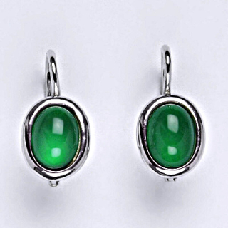 Stříbrné náušnice s přírodním kamenem green agate,zelený achát, NK 1355