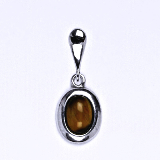 Stříbrný přívěsek,přírodní kámen tygří oko 7 x 5 mm, P 1354