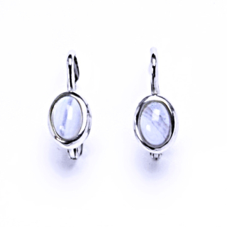 Přírodní chalcedon, náušnice stříbrné na patent  6x4 mm,šperk, NK 1353 (1473)
