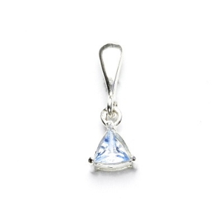 Stříbrný přívěsek, trojúhelník 4x4x4 mm, zirkon akvamarin, P 1519