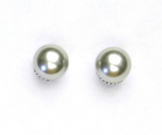 Stříbrné náušnice, synt. perla 8 mm, perlové náušnice, NŠ 1356 šedá D