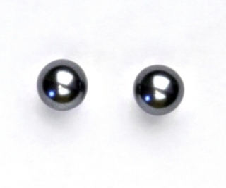 Stříbrné náušnice, synt. perla 8 mm , perlové náušnice, NŠ 1356 černá