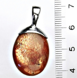Stříbrný přívěsek,přírodní sluneční kámen, přívěsek se slunečním kamenem, 5,46 g