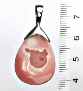 Stříbrný přívěsek, přírodní rhodochrozit, přívěsek s rhodochrozitem, 5,95 g