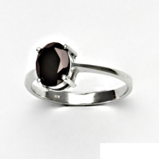 Stříbrný prsten, přírodní černý spinel (pleonast), prstýnek ze stříbra, T 1244