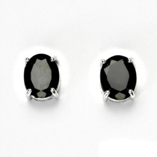 Stříbrné náušnice, přírodní černý spinel (pleonast), náušnice ze stříbra, NŠ 1244