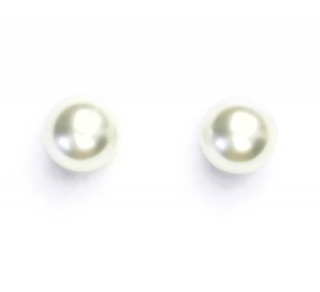 Stříbrné náušnice, synt. perla 8 mm , perlové náušnice, NŠ 1356 bílá