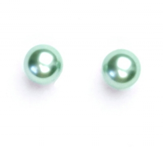 Stříbrné náušnice, synt. perla 8 mm , perlové náušnice, NŠ 1356 zelená B