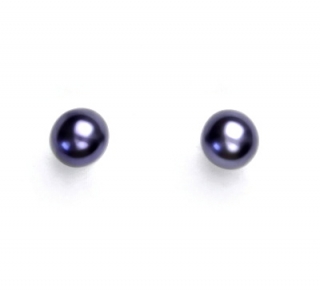 Stříbrné náušnice synt. perla 6 mm , perlové náušnice,  NŠ 1183 fialová A