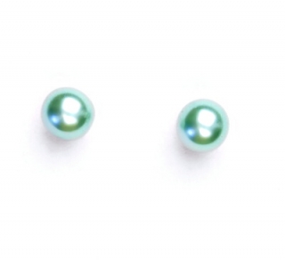 Stříbrné náušnice synt. perla 6 mm, perlové náušnice, NŠ 1183 zelená B