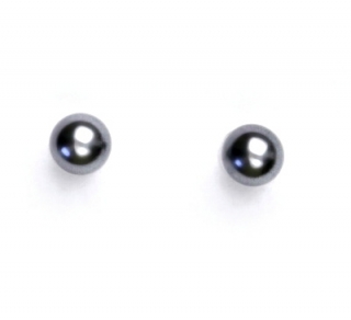 Stříbrné náušnice synt.  perla 6 mm - NŠ 1183 šedá A