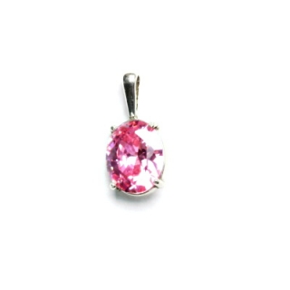 Stříbrný přívěsek, růžový zirkon 10 x 8 mm P 1002