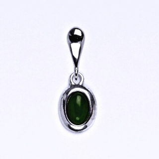 Stříbrný přívěsek,přírodní kámen nefrit 6x4 mm, P 1353 