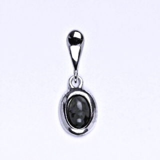 Stříbrný přívěsek,přírodní kámen obsidian 6x4 mm, P 1353 