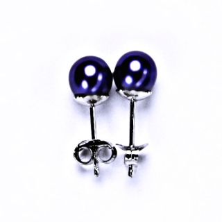Stříbrné šperky náušnice synt. perla 6 mm - NŠ 1194 fialová A