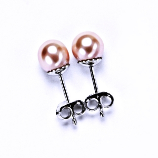 Stříbrné šperky náušnice synt.perla 6 mm - NŠ 1194 lososová 