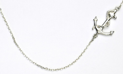 Stříbrný řetízek s kotvou, náhrdelník s kotvou, kotva naležato, NH 429