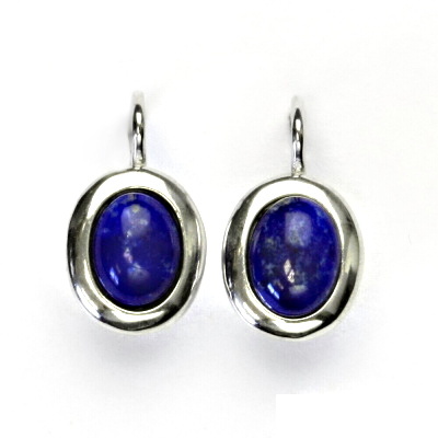 Stříbrné náušnice s přírodním lapisem lazuli 8x6 mm , náušnice ze stříbra, NK 1355