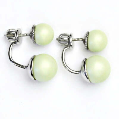 Oboustranné pastelově zelené náušnice,Swarovski perly sv. zelené,NŠ 1356/1513