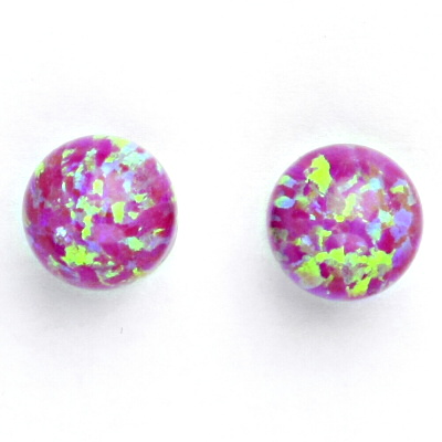 Stříbrné náušnice,růžový syntetický opál 10 mm, náušnice s opálem, NŠ 1298