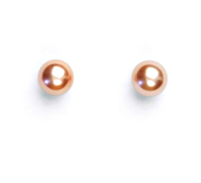 Stříbrné náušnice synt. perla 6 mm , perlové náušnice, NŠ 1183 lososová