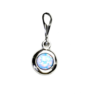 Stříbrný přívěsek, sv. modrý syntetický opál, přívěsek s opálem, P 1470
