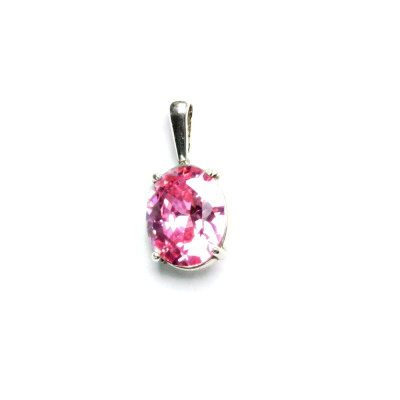 Stříbrný přívěsek, růžový zirkon 10 x 8 mm P 1002