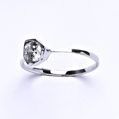 Stříbrný prsten, prsten ze stříbra, syntetický zirkon, váha 1,18 g, vel.53