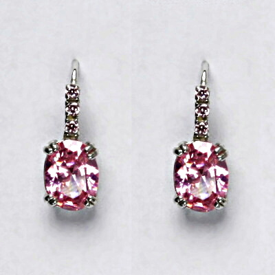 Stříbrné náušnice, růžové zirkony, náušnice ze stříbra, VE 8 