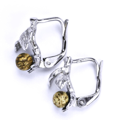 Stříbrné náušnice s přírodním světlým jaspisem, náušnice ze stříbra, NK 1359