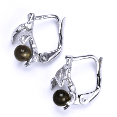 Stříbrné náušnice s přírodní zahnědou, náušnice ze stříbra, NK 1359