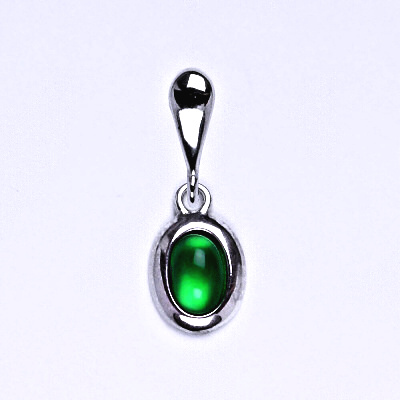 Stříbrný přívěsek,přírodní kámen green agate 6x4 mm, P 1353 