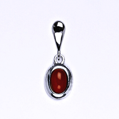 Stříbrný přívěsek,přírodní kámen karneol 6x4 mm, P 1353 