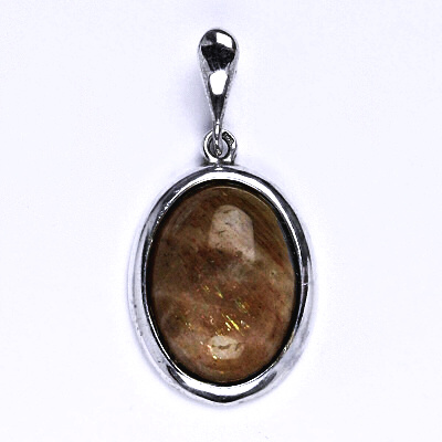 Přívěsek ze stříbra s přírodním kamenem sluneční kámen, 16 x 12 mm, P 1455