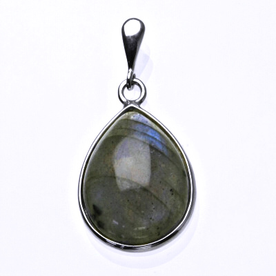 Stříbrný přívěsek, kapka přírodní labradorit 20 x15 mm , přívěšek s labradoritem, P 1491B