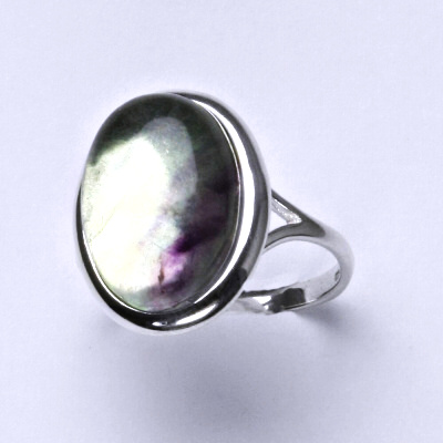 Stříbrný prsten, přírodní fluorit, prstýnek s fluoritem, T 1455