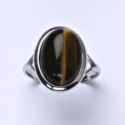 Stříbrný prsten, přírodní tygří oko, T 1454